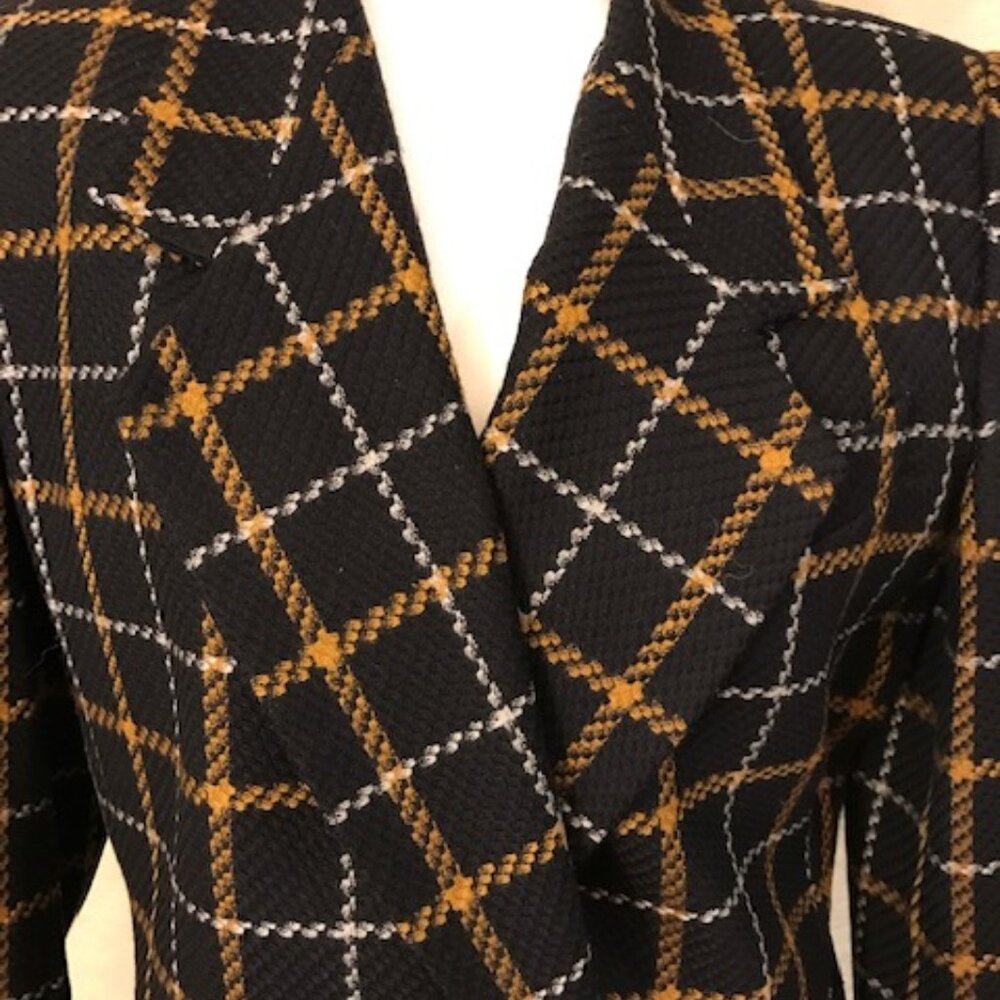 Classic Black Plaid Wool Jacket by Kasper
